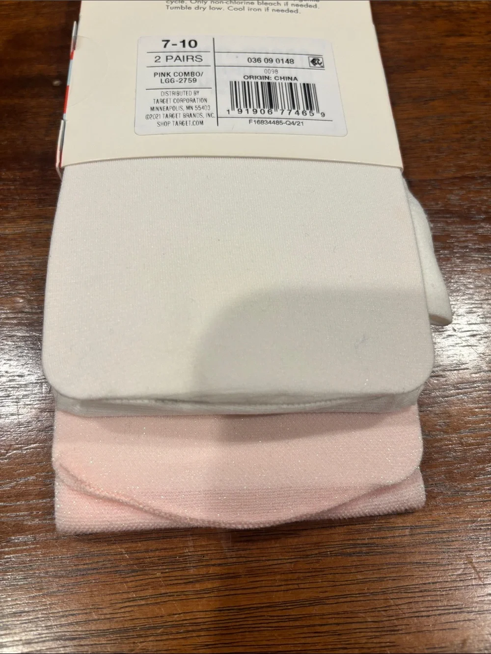 Cat & Jack Light Pink Shimmer Casual Tights - 2 Pack Size 7-10